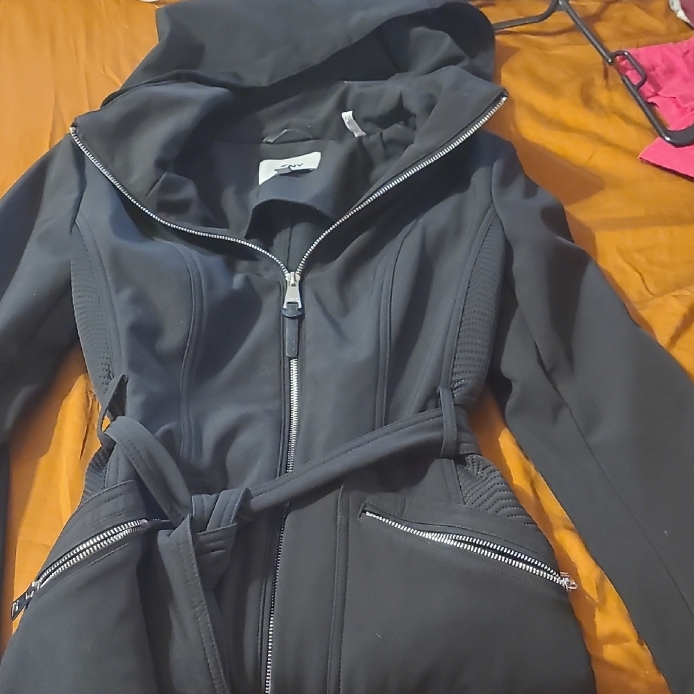 DKNY Black Hooded Ski Jacket